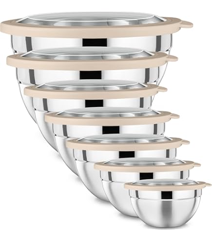 Amazon.com: P&P CHEF Mixing Bowl with Lid Set, 5 Piece Stainless